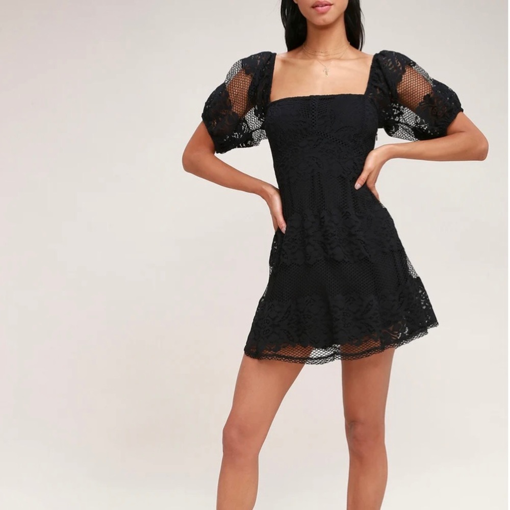 Free People black lace babydoll dress